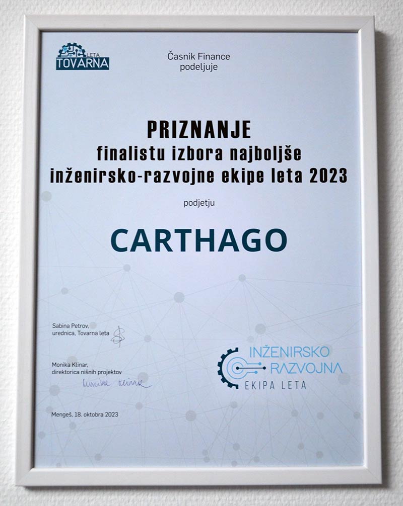 Carthago med finalisti za najboljšo inženirsko-razvojno ekipo