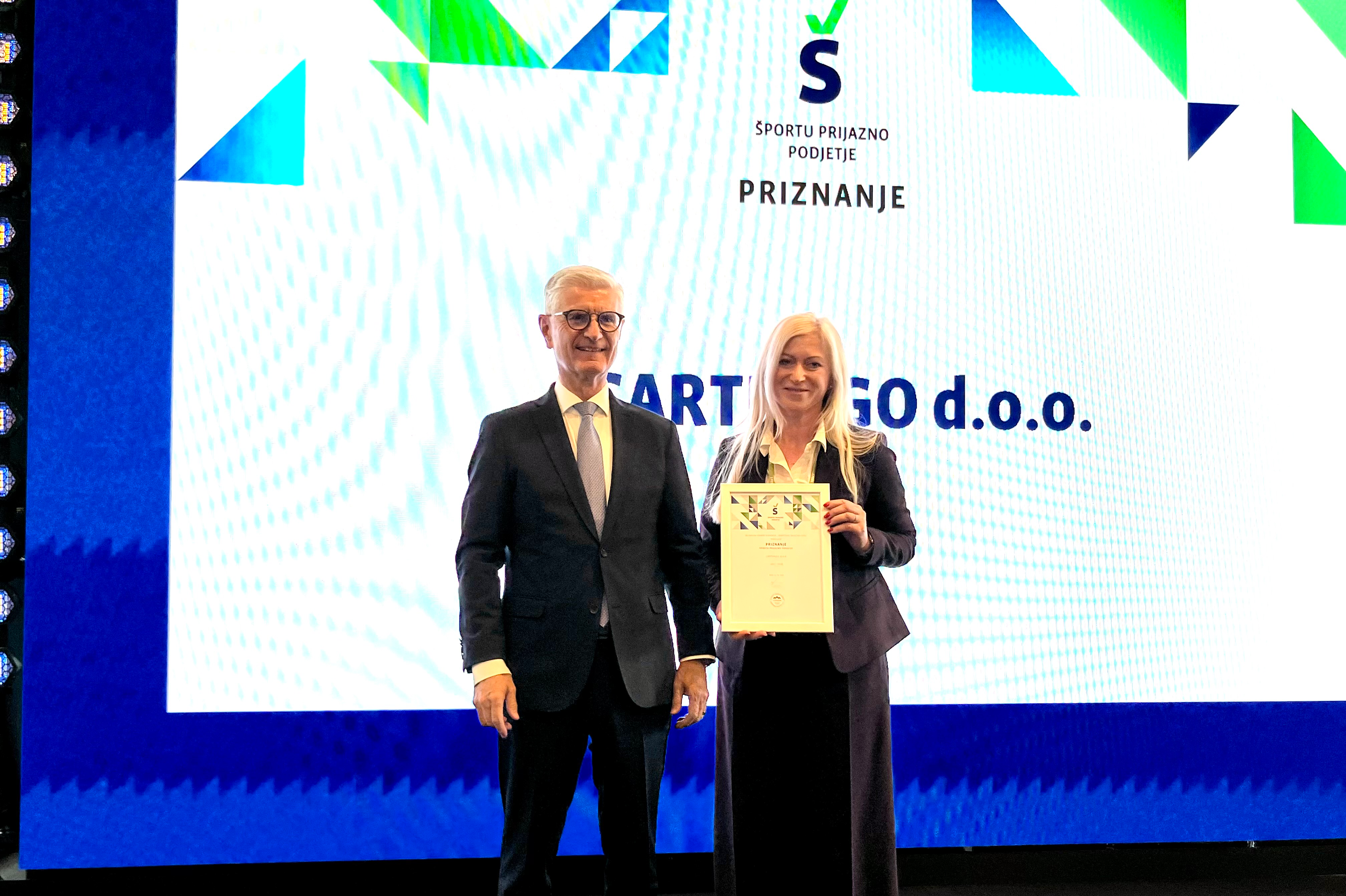 Podjetje Carthago prejelo priznanje "Športu prijazno podjetje"